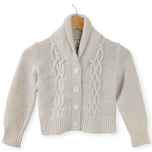 Lands' End Other - Lands' End SZ 6X Wool Cotton Blend Child Size Fisherman Chunky Cardigan Sweater